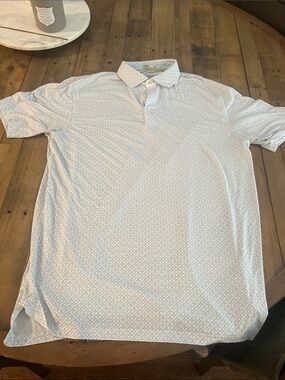 Men's Light Blue Micro-Print Polo — Performance Casual Shirt